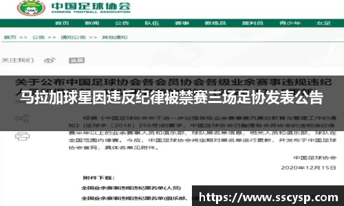 马拉加球星因违反纪律被禁赛三场足协发表公告